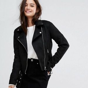 ASOS black suede biker moto jacket
